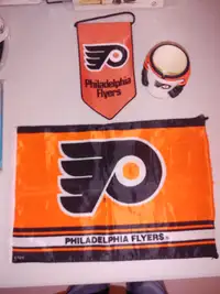 Philadelphia Flyers flags and beer cozy 