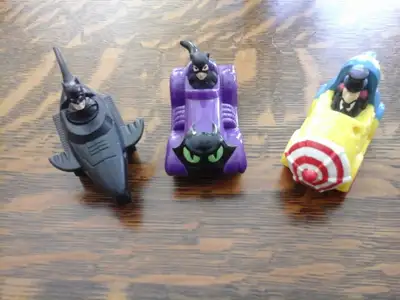 3 Vintage 1991 McDonald's Batman Happy Meal Toys. Batman, Penguin and Cat Woman. All in excellent co...