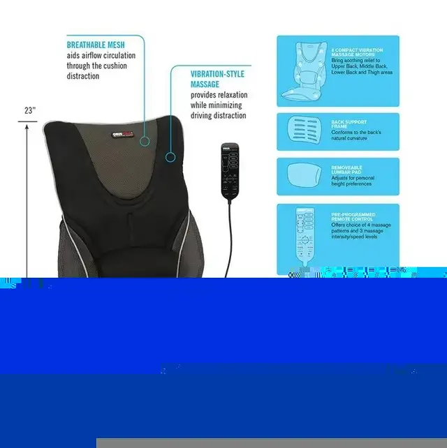 Backrest Support Driver's Seat Cushion with Massage in Health & Special Needs in Mississauga / Peel Region - Image 4