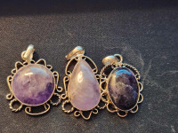 AMETHYST 925 Silver Plated Pendants (price is each)