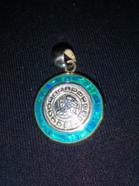 Mexico silver 950 Mex blue fire opal pendant