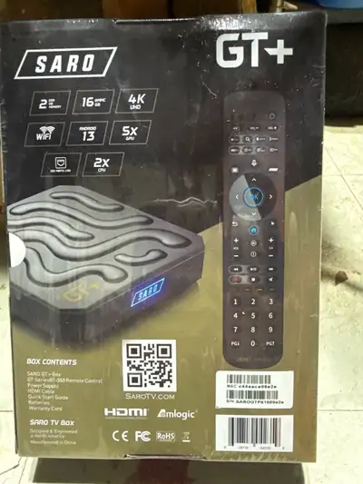 Brand new in box. The SARO GT+ Box delivers 4K Ultra HD resolution, 2 GB DDR memory, 16 GB eMMC, And...