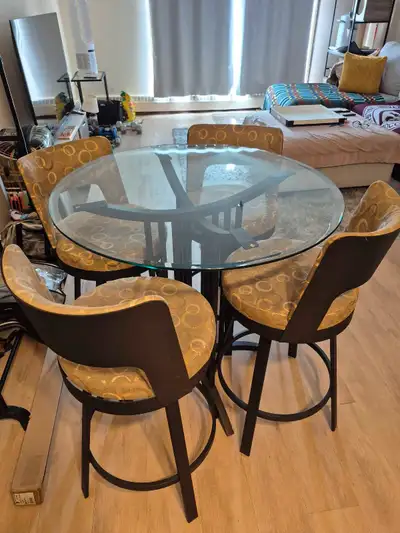 Bar style table and chairs set, View more