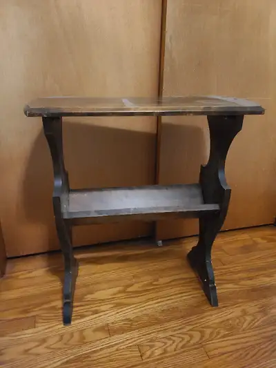 Antique wooden side table magazine rack, View more