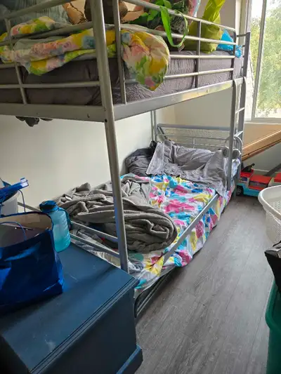 metal ikea bunk bed with Trundle with 2 twin mattresses , View more