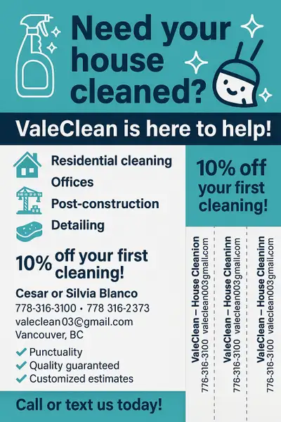 ✨ ValeClean – Professional Cleaning Services in Vancouver ✨ At ValeClean, we bring shine and freshne...