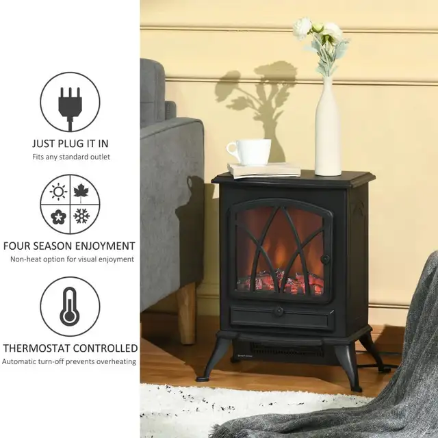 750W/1500W Free Stand Electric Fireplace Stove Heater Adjustabl in Stoves, Ovens & Ranges in Markham / York Region - Image 8