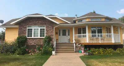 Built in 2014….3 Bedroom 2 and a half bathroom home with two car detached garage in Preeceville,Sk.