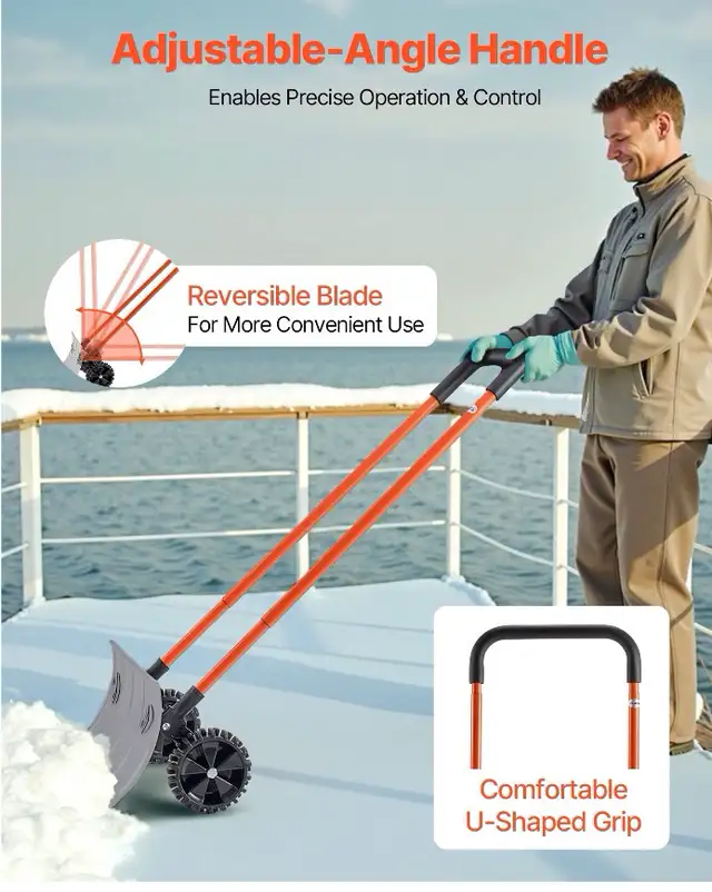 Snow Shovel Heavy-Duty Metal Adjustable  Wheeled Snow Remover in Outdoor Tools & Storage in Cornwall - Image 8