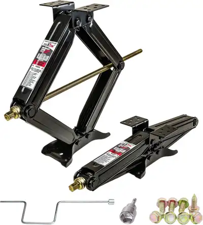 PEAKTOW Enhanced 7500 lb. 24" RV Stabilizer Leveling Scissor Jack Set – Includes Handle, Socket & Sc...