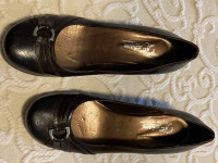 Ladies size 40 Leather Dress Wedge Pumps