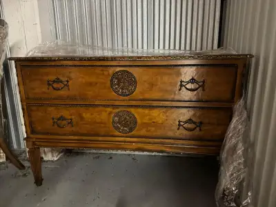Vintage Italian-Style Burl Wood Chest / Accent Cabinet , View more
