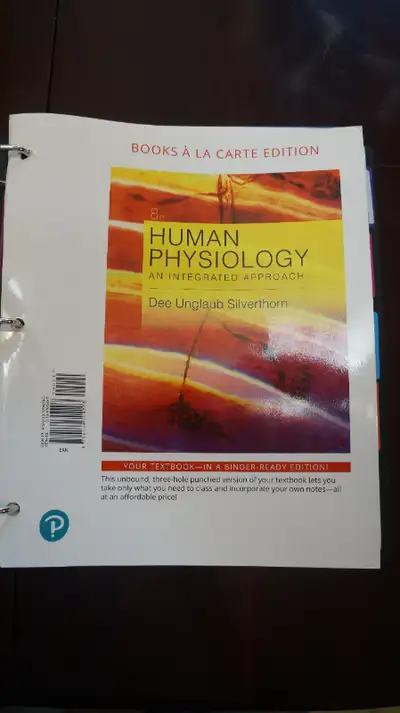 Selling a Human Physiology Textbook by Dee Unglaub Silverthorn in excellent condition.