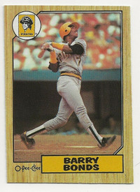 1987 O-Pee-Chee Barry Bonds #320 Rookie Pittsburgh Pirates.