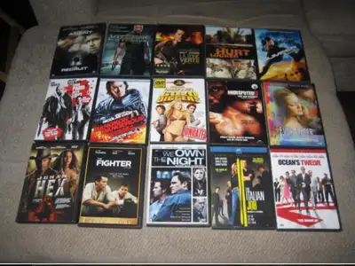 Je vends ce lot de 45 DVD comprenant une grande variété de films d'action, de thrillers et de drames...