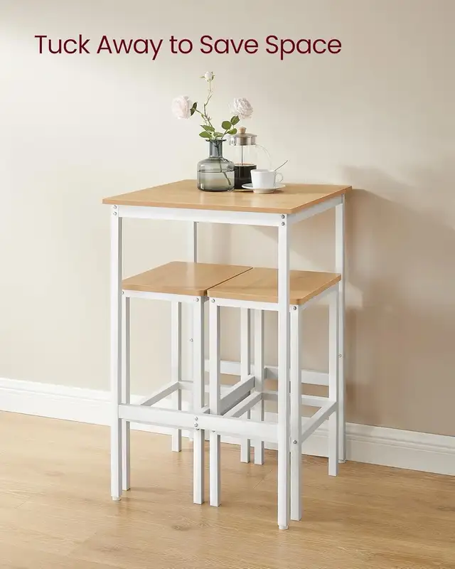 Bar Table and Chairs Set, Square Table With 2 Stools, Dining Pub in Dining Tables & Sets in Markham / York Region - Image 5