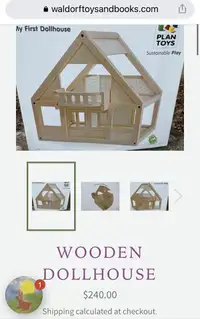Plan Toys Dollhouse with dolls and  furniture 