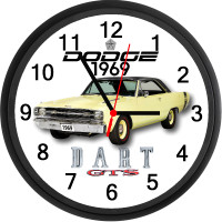 1969 Dodge Dart GTS (Sunfire Yellow) Custom Wall Clock - NEW