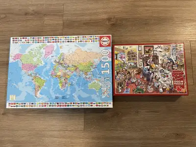 Cobble Hill puzzle 1000pc World Map 1500pc Each puzzle was completed once and put back into box. Eve...