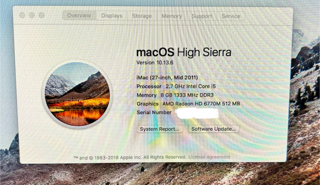 Apple iMac Mid 2011 i5 8GB Ram 1 TB 27 inch  in Desktop Computers in Oakville / Halton Region - Image 2