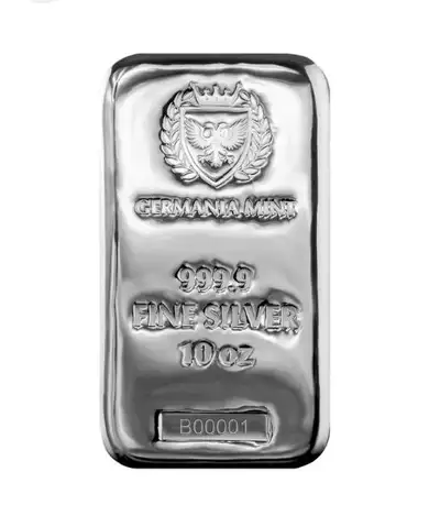 10oz GERMANIA .999 fine SILVER BARS