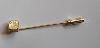 Vintage Gold Tone Dice Stick Pin Brooch