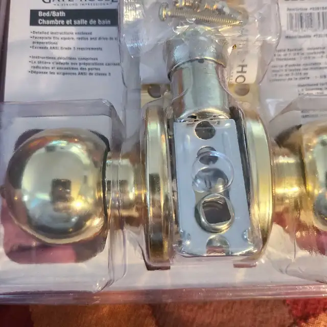 Gatehouse Bed /bath door knob, polished brass new in Windows, Doors & Trim in Mississauga / Peel Region - Image 8