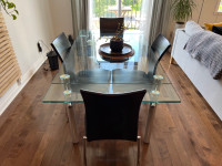 Dining table glass Top Table + chairs
