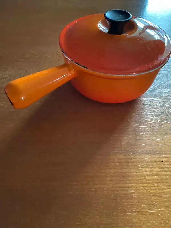Ancienne Casserole Sauciere Le Creuset 16 Fonte Orange