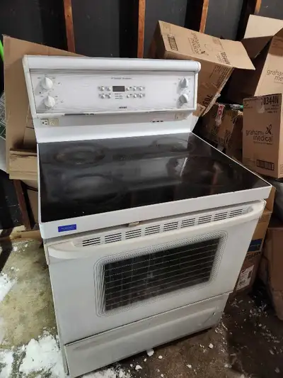 Hotpoint white glass top stove range, View more