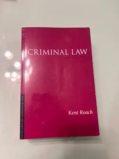 Criminal Law (8th Edition) by Kent Roach. Used for Criminal Law course. Book is in excellent conditi...