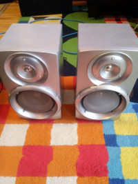 PAIR GPX WALL MOUNTING SPEAKERS . RCA CONNECTION TYPE