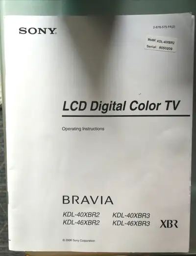Sony Bravia Television Manual *, View more