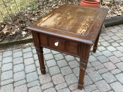 Vintage End Table with Drawer, View more