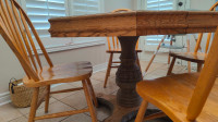 Kitchen breakfast table solid heavy wood with 4 Windsor chairs