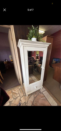 Wood Armoire with mirror and shelves and drawer dresser wardrobe