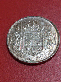 AU 1952 Canada George VI .800 silver half dollar KM #45