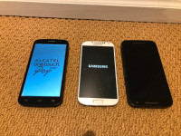 3 Cellphones up for grabs. Unlocked/working/might need to charge