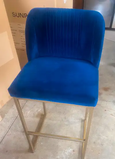 Sunpan- Halden barstool. Blue and gold bar stools. True bar height NOT countertop height. $100 each...