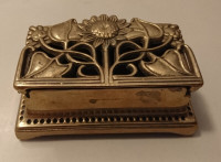 Vintage French Rococo Floral Embossed Brass Trinket/ Pill Box