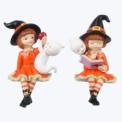 Witch + Ghost Shelf Sitter (set of 2) Halloween Decor NEW MINT, View more