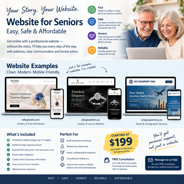 Website Creation for Seniors | Easy, Safe & Affordable | $199