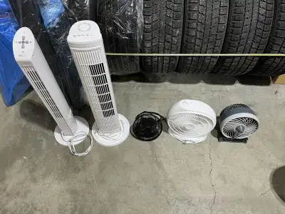 5-Fan Bundle – 2 Tower Fans + 3 Desk/Floor Fans, View more