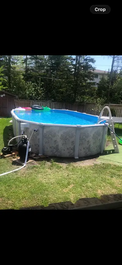15 x 30 Oval pool. Buttress free. Comes with Sand filter, pump and ladder. Newer liner installed 2 y...