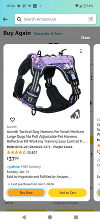 Purple camo tactical harness size medium 