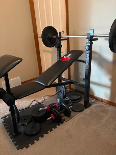 Weight set for sale comes with everything in photo