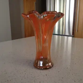 Vintage Flower Vase - Marigold Fluted - Rippled Glass, View more