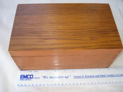 vintage Prestonia oak index card holder, View more