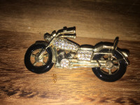 Motorcycle Brooch Pin with Clear Rhinestones
