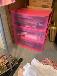 Pink 3 drawer storage 